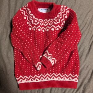 Old Navy Red and White Patterned Sweater 2T